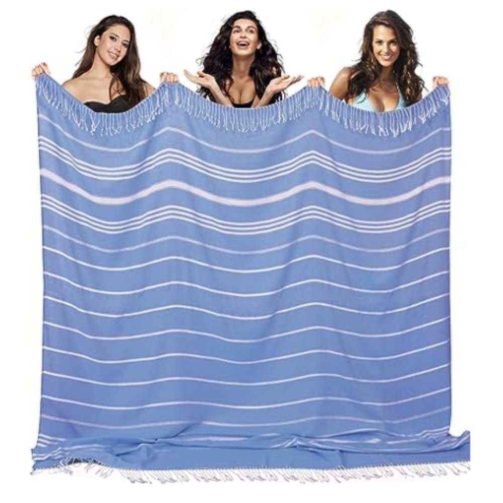 Giant Turkish Cotton Beach Towel - Throw Blanket - Soft/ Absorbent/ Lightweight